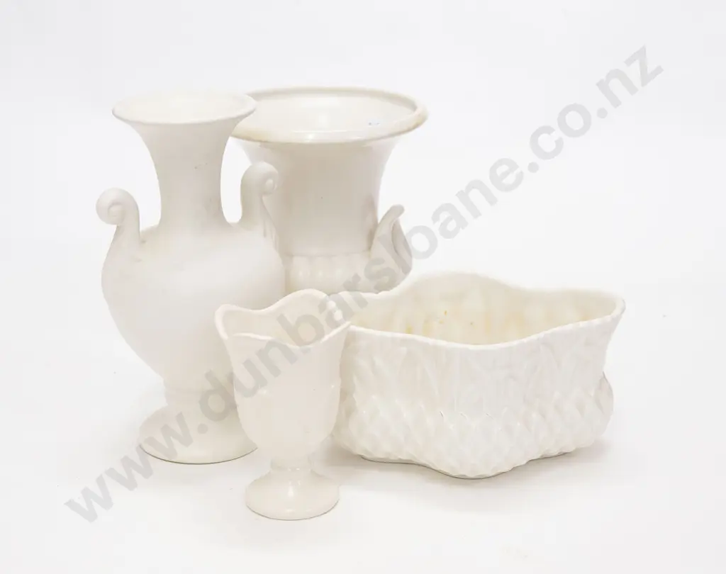 Four Assorted White Glazed Vases including Sylvac Image 1++