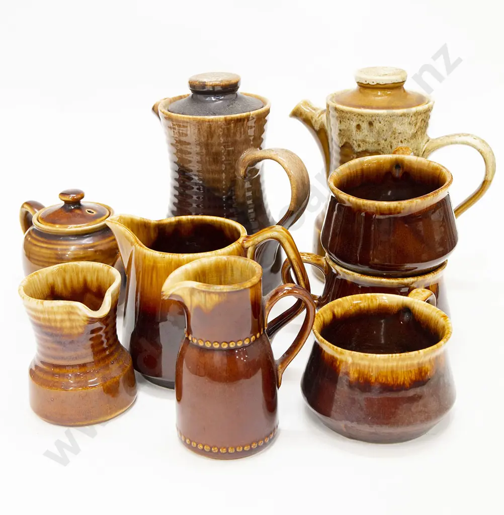 Box of NZ Pottery including Coffee and Teapots etc Image 1++