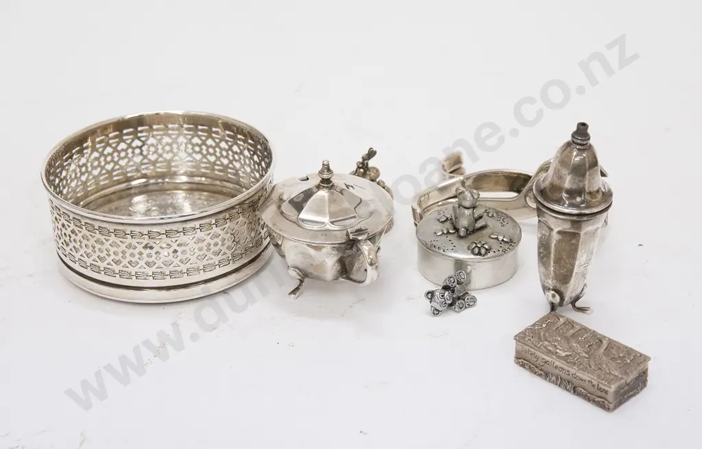 Wine Coaster With Small Quantity of Sterling Silver Items Image 1++