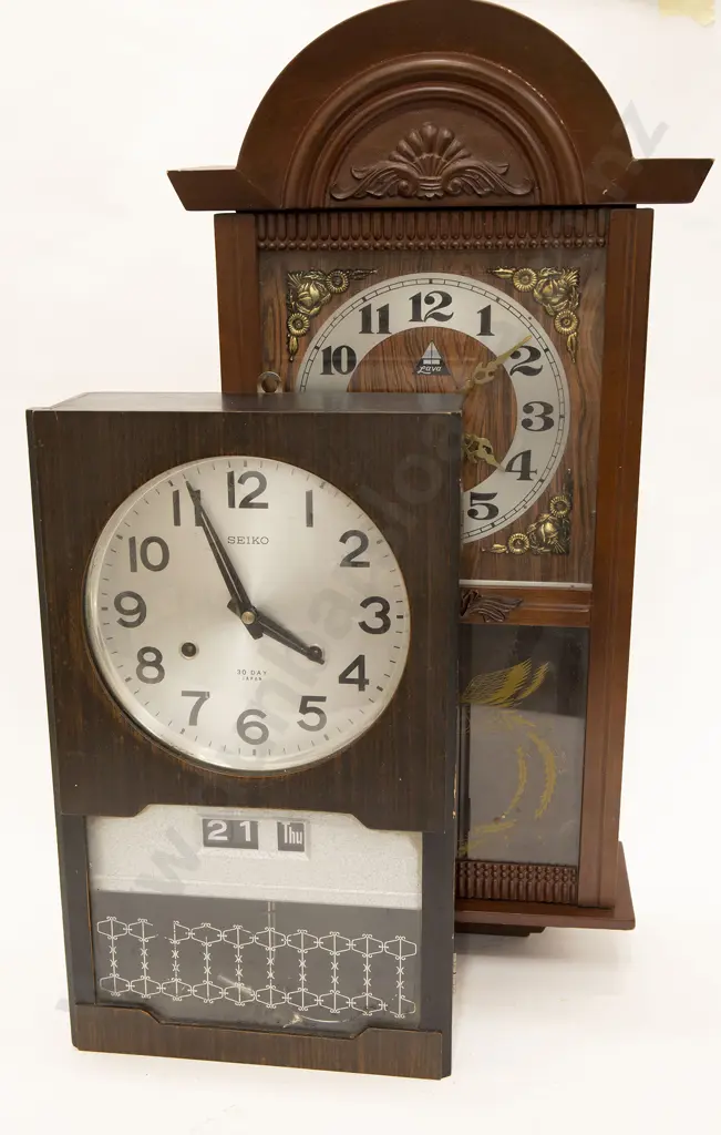 Two Vintage Wall Clocks Image 1++