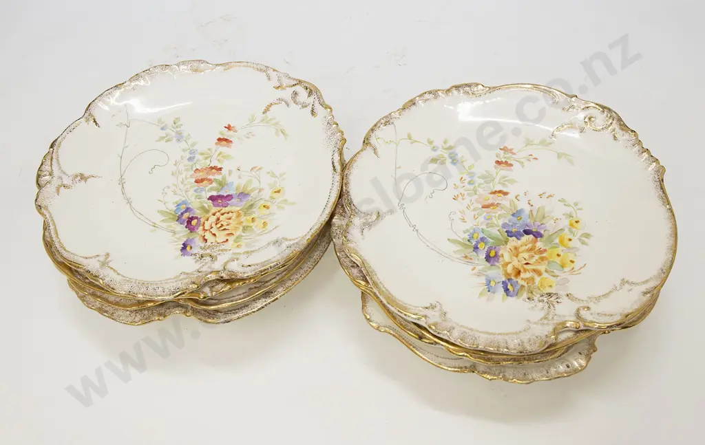 Eight Piece German China Dessert Set Image 1++