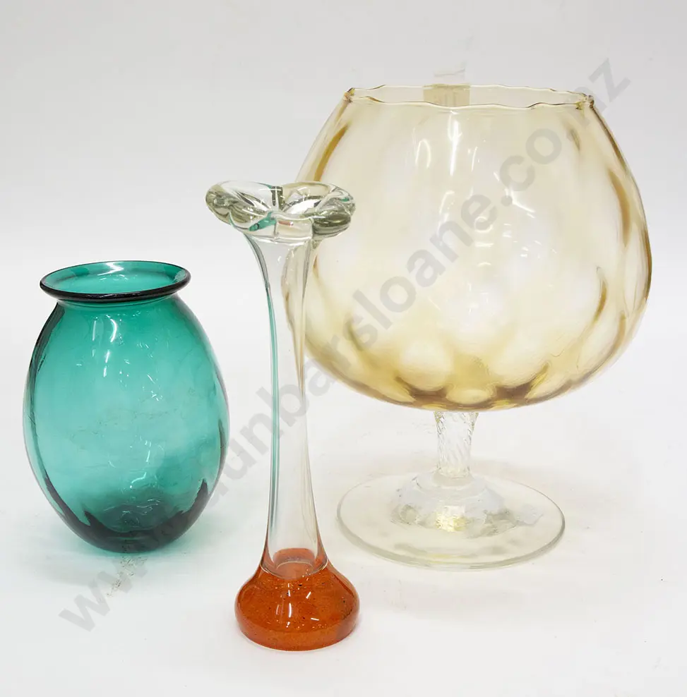 Three Glass Vases including Rose Bowl Image 1++