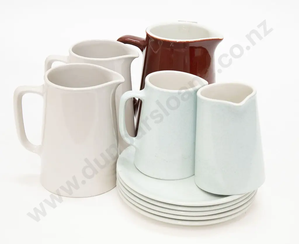 Five Crown Lynn Jugs and Five Side Plates Image 1++
