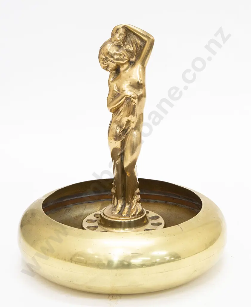 Brass Bowl With Naked Figured Frog Image 1++