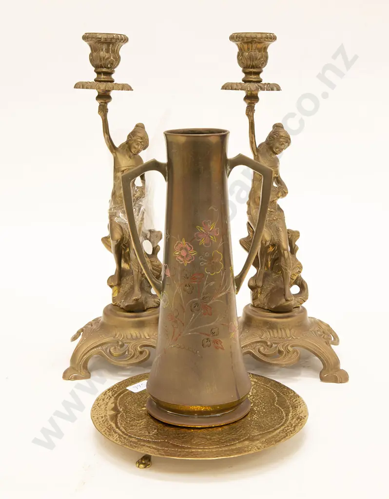 Pair of Brass Figures Candlesticks/Table Lamps Image 1++