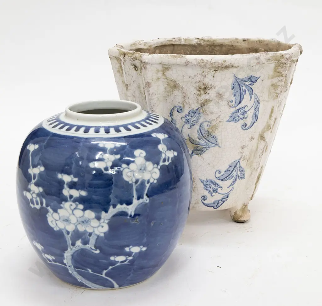 Blue and White Cache Pot and Ginger Jar Image 1++