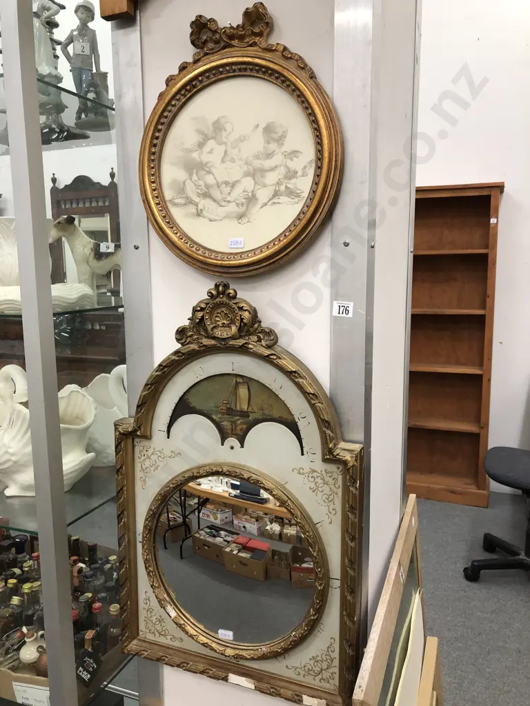 Novelty Clock Mirror and Circular Framed Print Image 1++