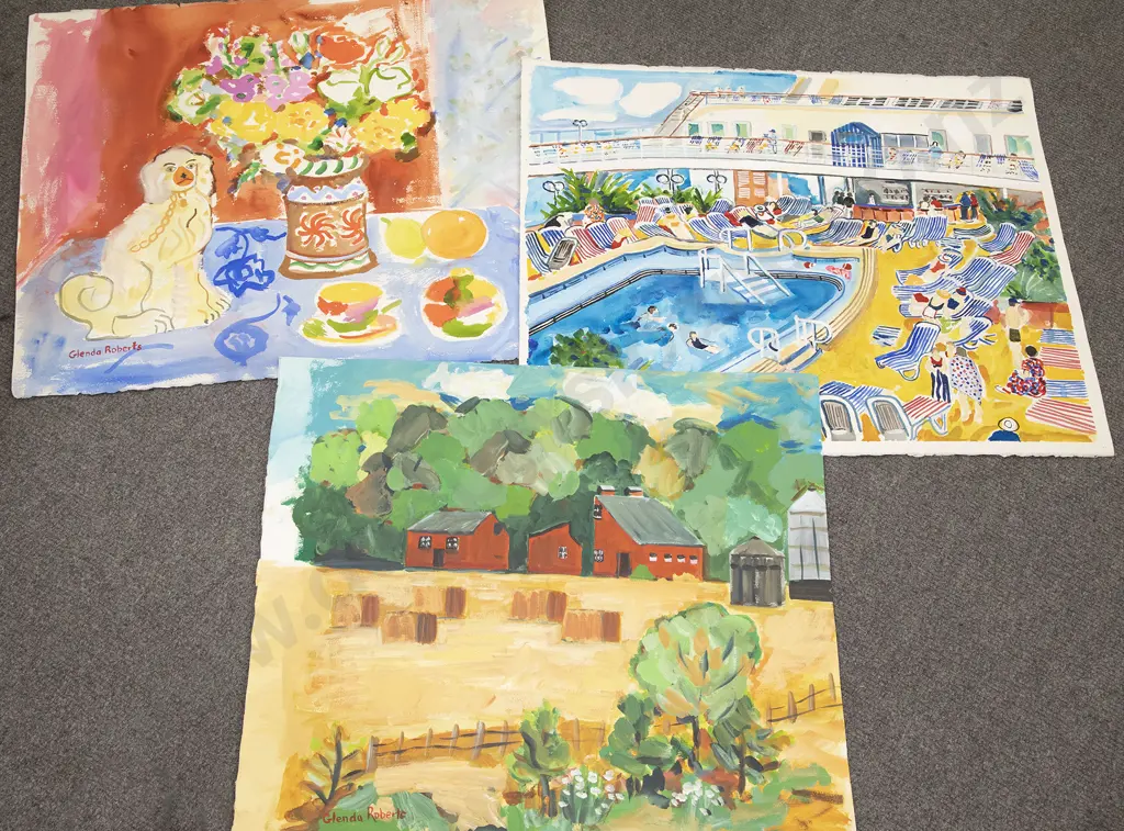 Glenda Roberts - Three Unframed Works Image 1++