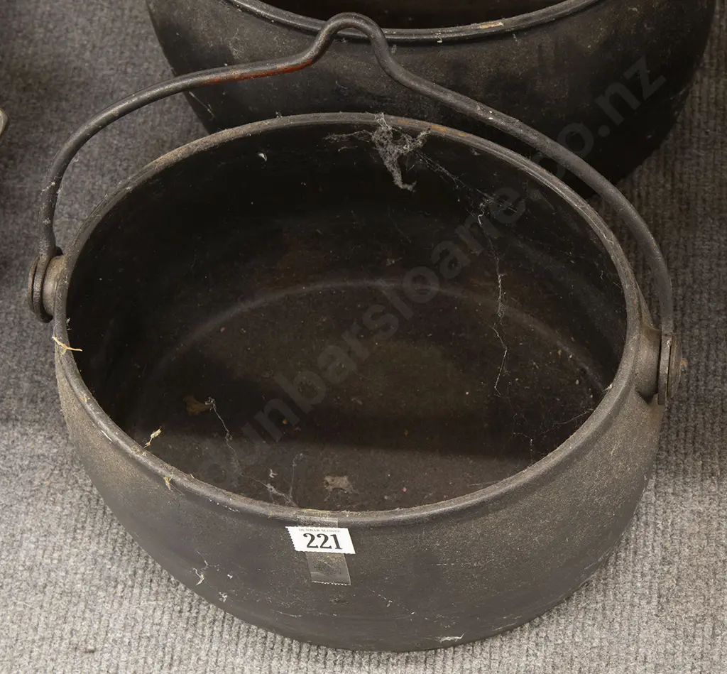 Two Colonial Cast Iron Cooking Pots Image 1++
