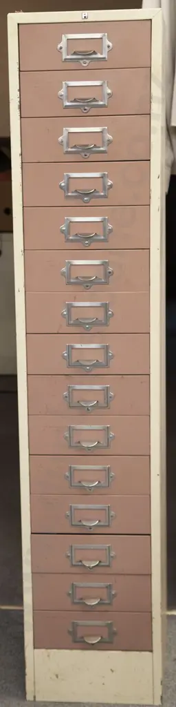 Mid 20th Century 15 Drawer Filing Cabinet Image 1++