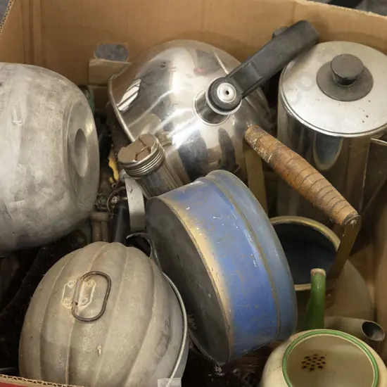 Carton Qty of Vintage Kettles and Kitchenalia
