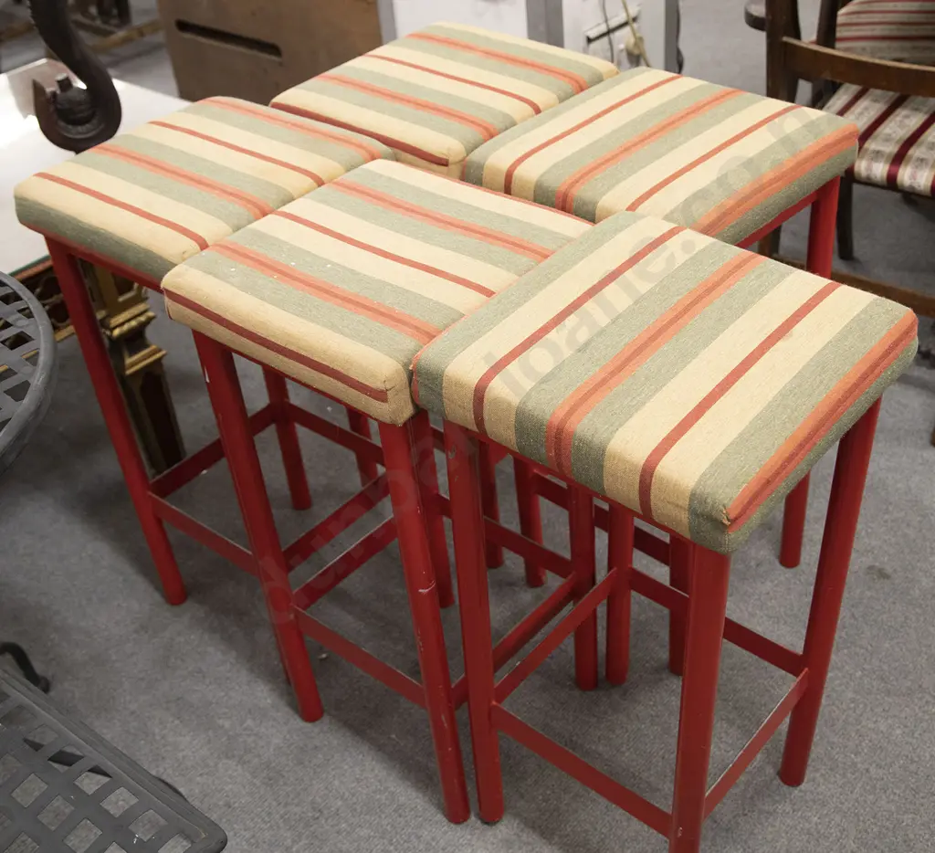 Five Upholstered Aluminium Bar Stools Image 1++