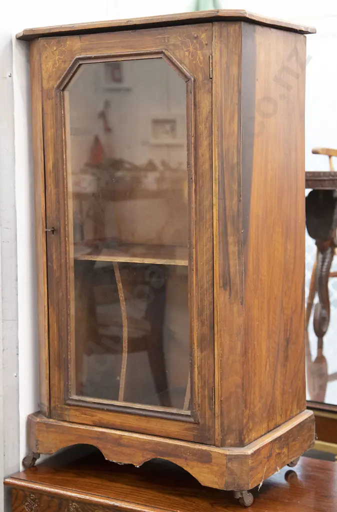 Victorian Inlaid Walnut Music Cabinet Image 1++