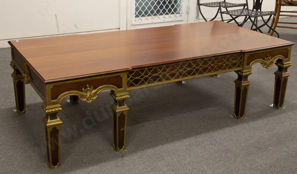 Mahogany Low Coffee Table With Decorative Gilt Design Image 1++