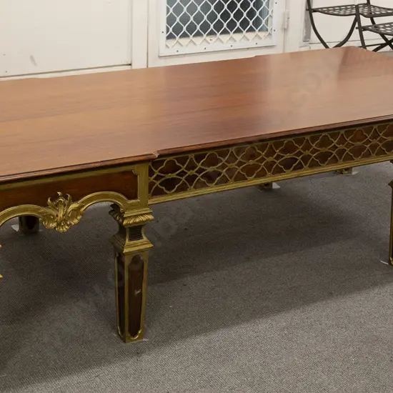 Mahogany Low Coffee Table With Decorative Gilt Design
