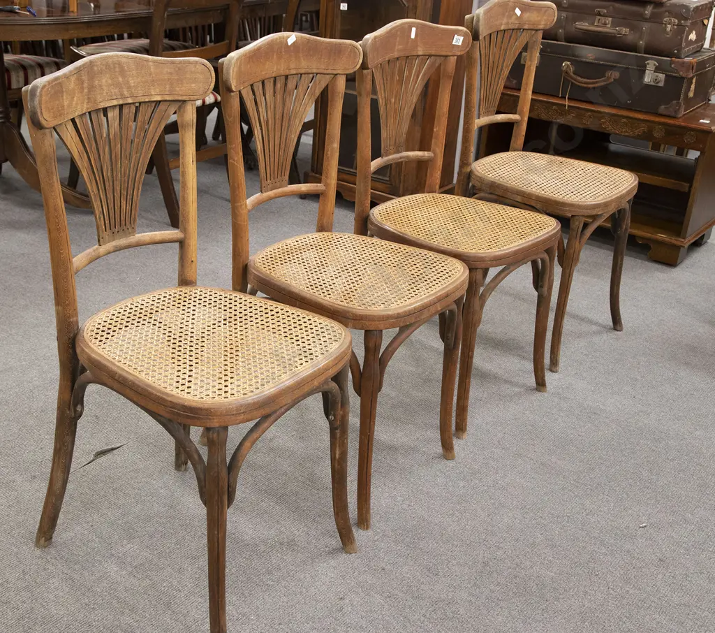 Set of Four Bentwood Type Dining Chairs Image 1++