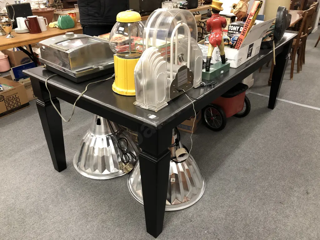 Ebonised Single Plank Dining Table Seating Eight Image 1++