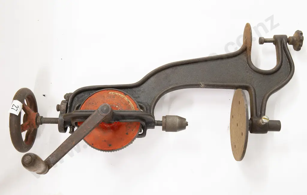 Large Bench Clamp Mount with Goodell Pratt Hand Drill Image 1++