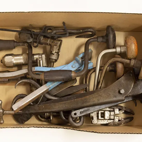 Assorted Metal Tools and Hand Braces