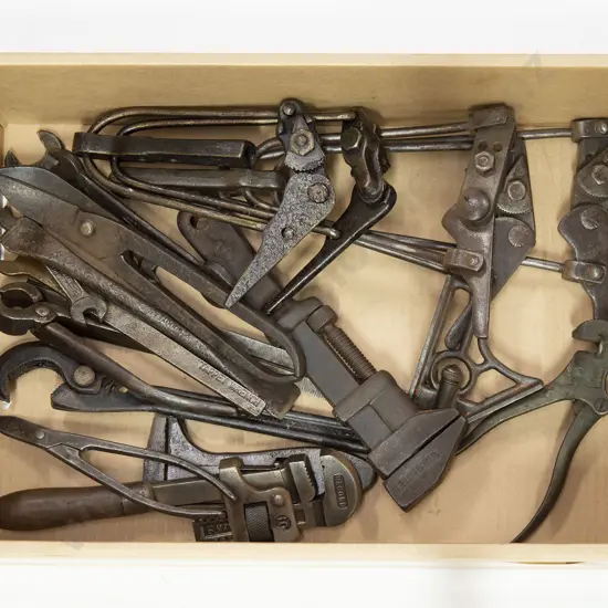 Assortment Steel Hand Tools and Wire Strainers