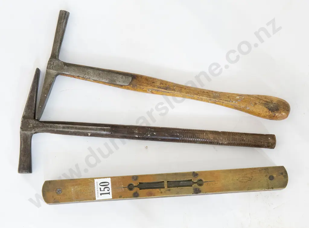 Rabone Spirit Level and Two Strap Head Saddlers Hammers Image 1++