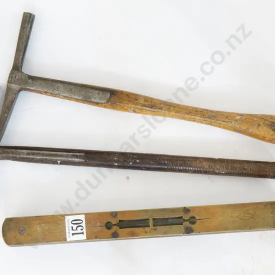 Rabone Spirit Level and Two Strap Head Saddlers Hammers