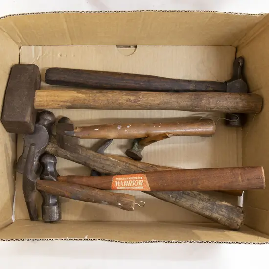 Collection Wooden Handled Hammers (9)