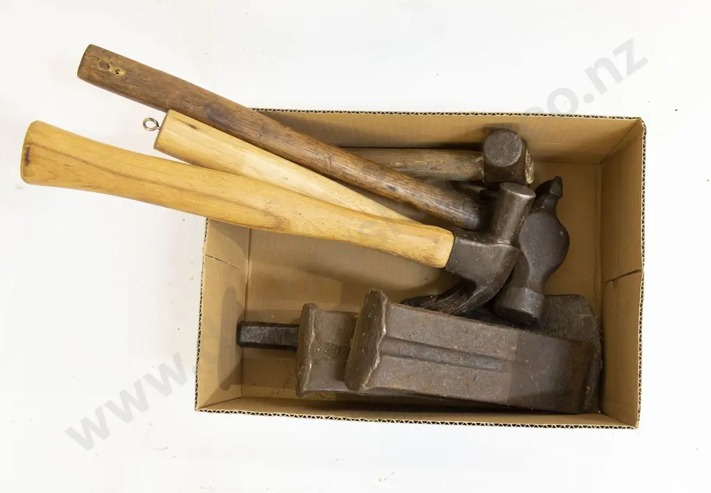 Four Wooden Handled Hammers Image 1++