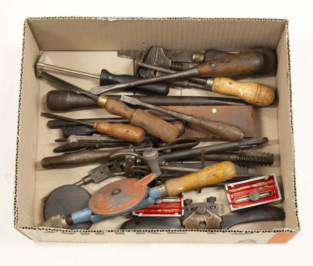 Collection of Steel and Wood Handled Hand Tools Image 1++