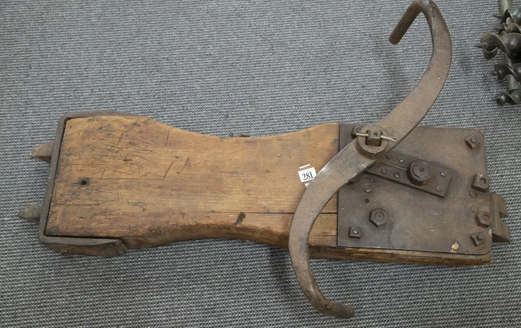 Small Vintage Wooden and Steel Stump Remover Image 1++