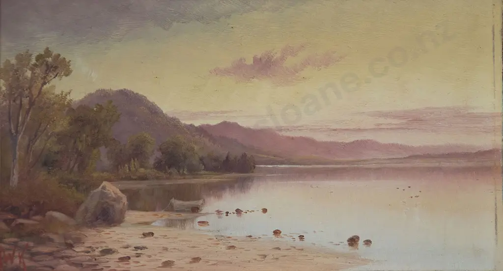 H W Kirkwood - Coastal Landscape in Dusky Hues Image 1++