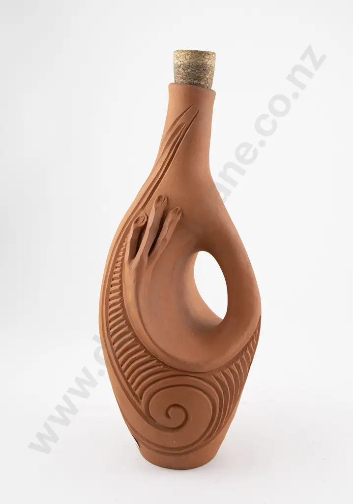Wayne Tasker Terracotta Raku Flagon Image 1++