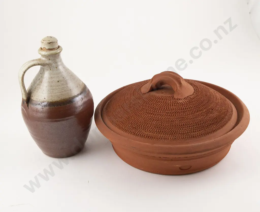 Ross Mitchell-Anyon Terracotta Casserole & Unknown Flask Image 1++