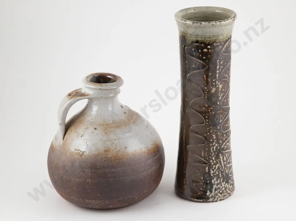 Charles Holmes Shino Bottle & Duncan Shearer Vase Image 1++