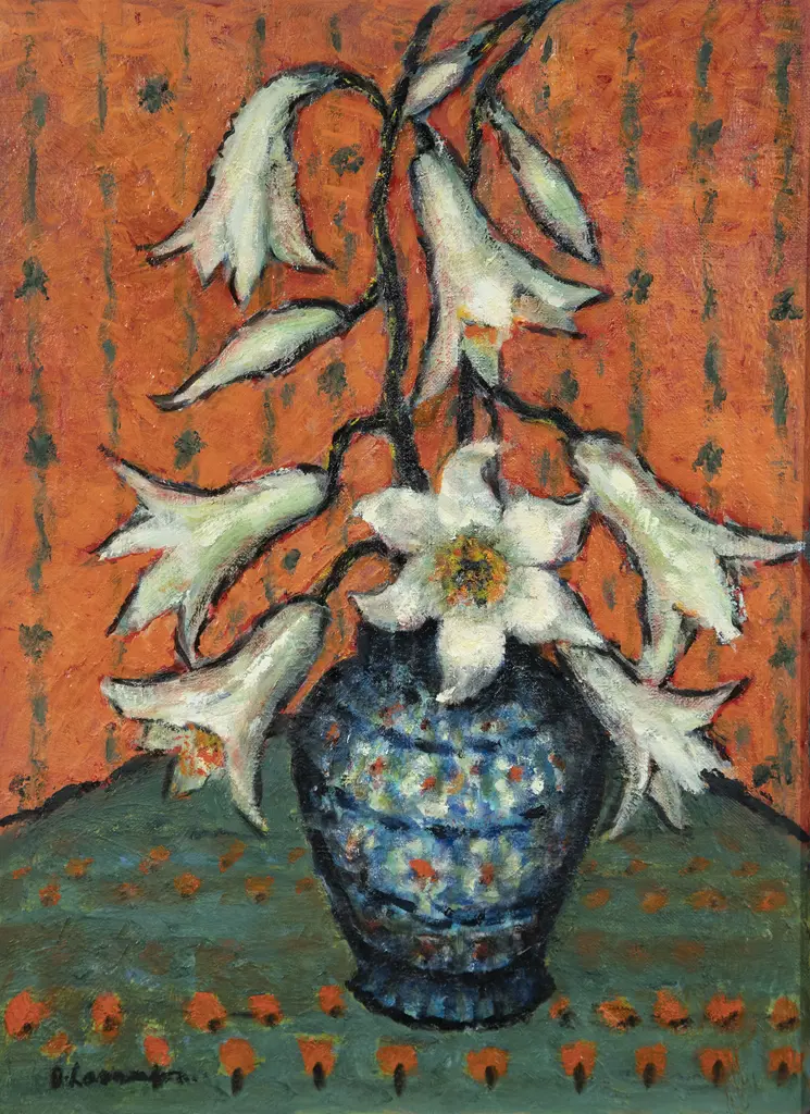 Olive Laurenson - Lilies in a Blue Vase Image 1++