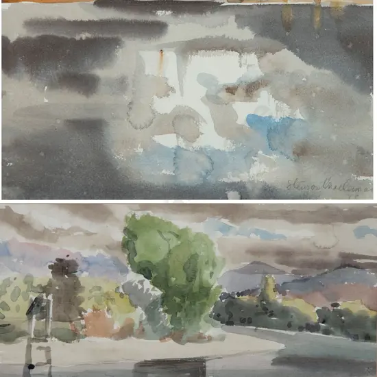 Stewart MacLennan - Inangahua River & other watercolour (2)