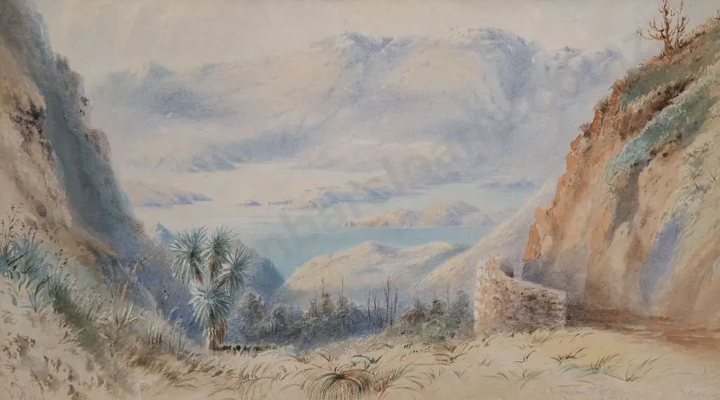 W Raworth - Port Lyttelton from Dyers Pass Image 1++