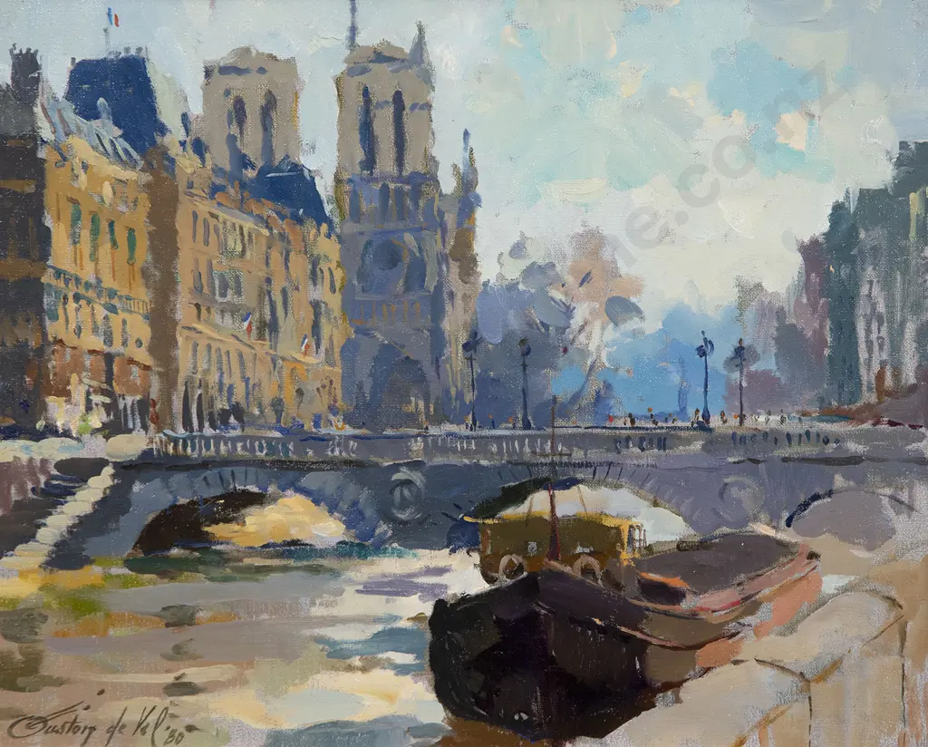 Gaston de Vel - Barge on the Seine Paris Image 1++
