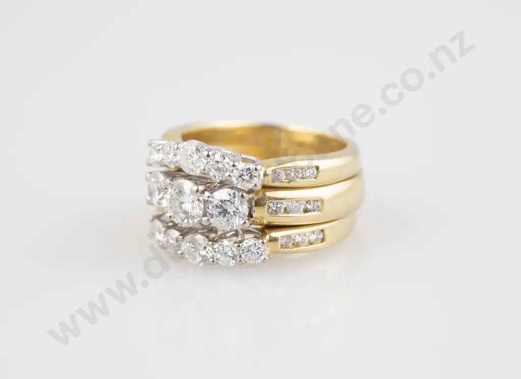 18ct Diamond Bridge Ring Trio Image 1++
