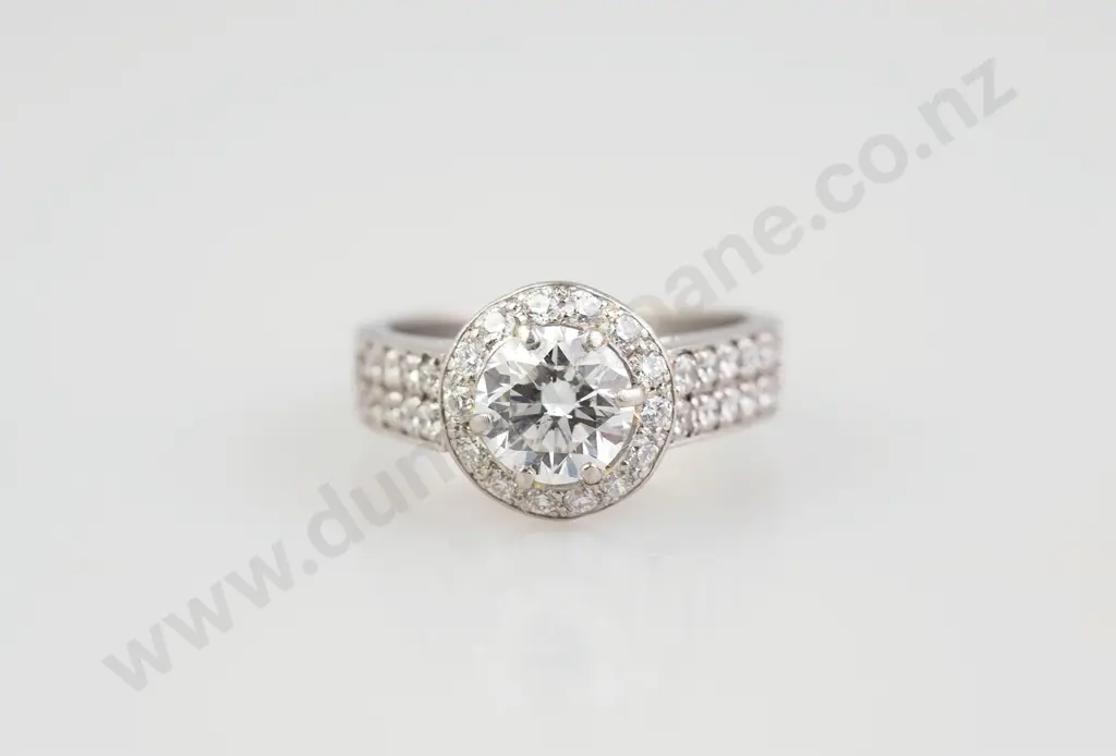 All Platinum Diamond Cluster Ring Image 1++