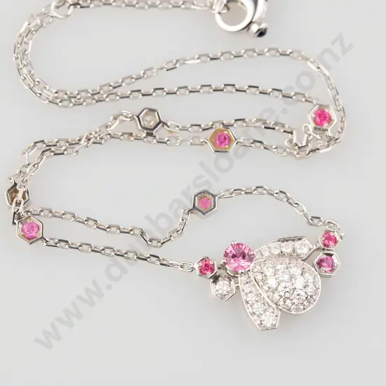 Chaumet (Paris) 18ct White Gold 43stone Pink Sapphire and Diamond 'Bee' Necklet