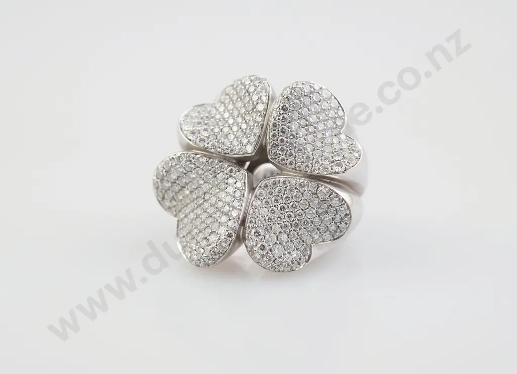 Pasquale Bruni (Italy) 18ct White Gold Diamond Four Leaf Clover '4Love' Cluster Ring Image 1++