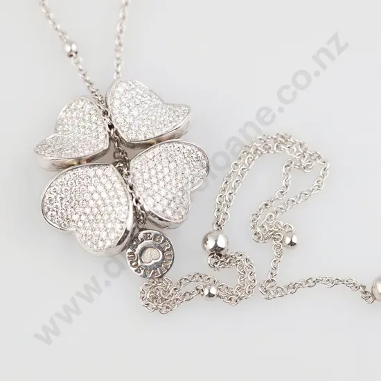 Pasquale Bruni (Italy) 18ct White Gold Diamond Four Leaf Clover '4Love' Cluster Pendant