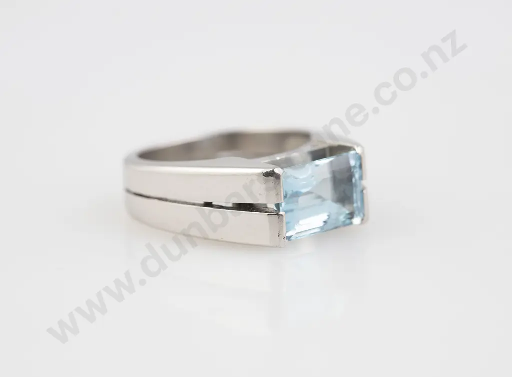 All Palladium Single Aquamarine RIng Image 1++