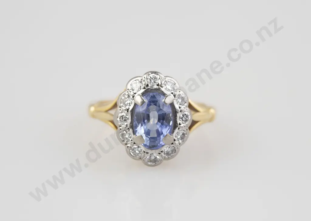 18ct 13stone Sapphire and Diamond Cluster Ring Image 1++