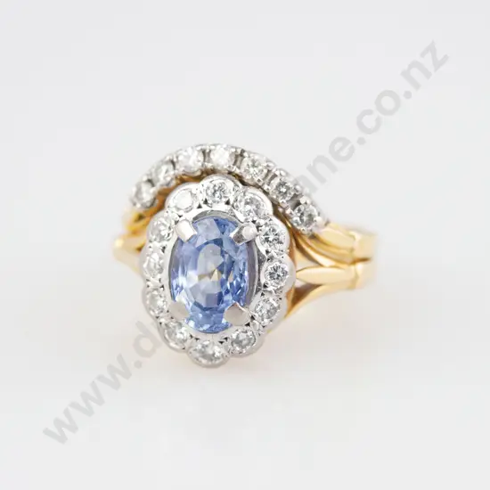 18ct 13stone Sapphire and Diamond Cluster Ring