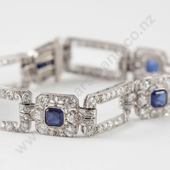 Art Deco All Platinum Sapphire and Diamond Bracelet
