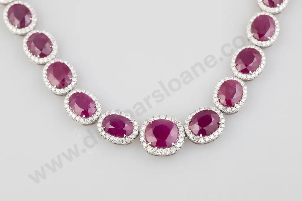 Platinum Ruby and Diamond Necklace Image 1++