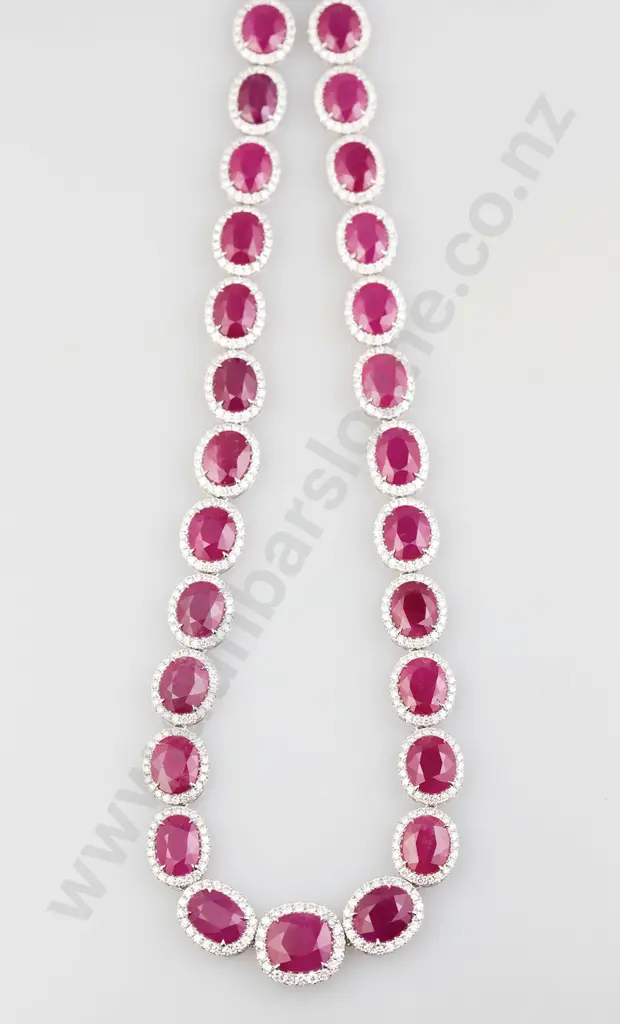 Platinum Ruby and Diamond Necklace Image 1++