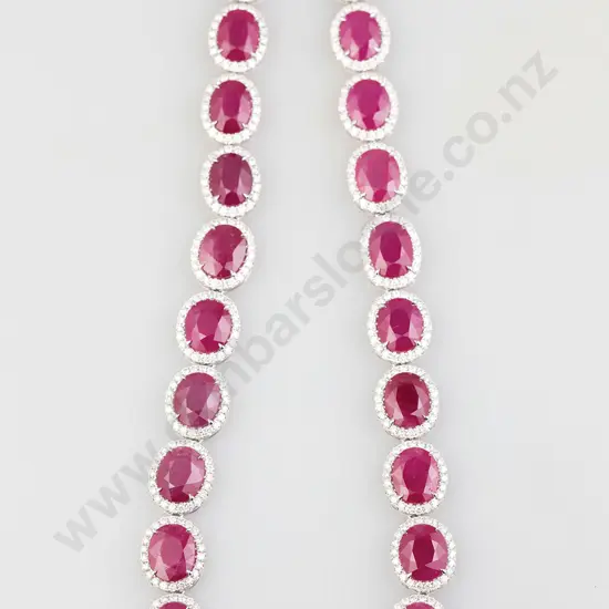 Platinum Ruby and Diamond Necklace
